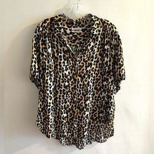 Urban Outfitters Loose Oversized Leopard Print Short Sleeve Blouse